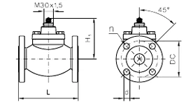 Чертеж Клапан регулирующий Danfoss VB2 Ду32 Kvs=16,0