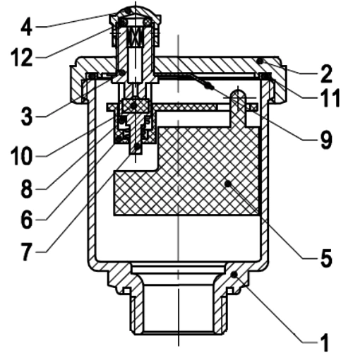 Воздухоотводчик муфтовый автоматический Euros EU.ST6033 3/4″ Ду20 Ру10 (поплавковый), наружная резьба, угловой, универсальный