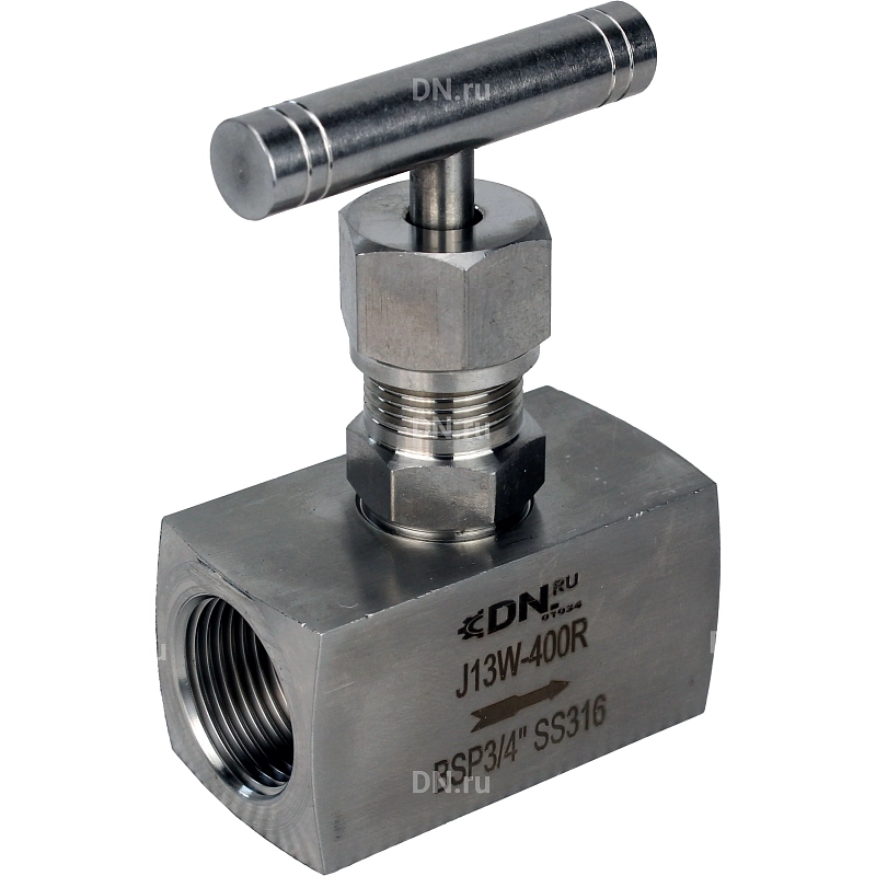 Клапан игольчатый VN3232M-T-Ht 1/2″ Ду15 Ру400 резьбовой, корпус - нержавеющая сталь 316, уплотнение - металл, с Т-образной рукояткой